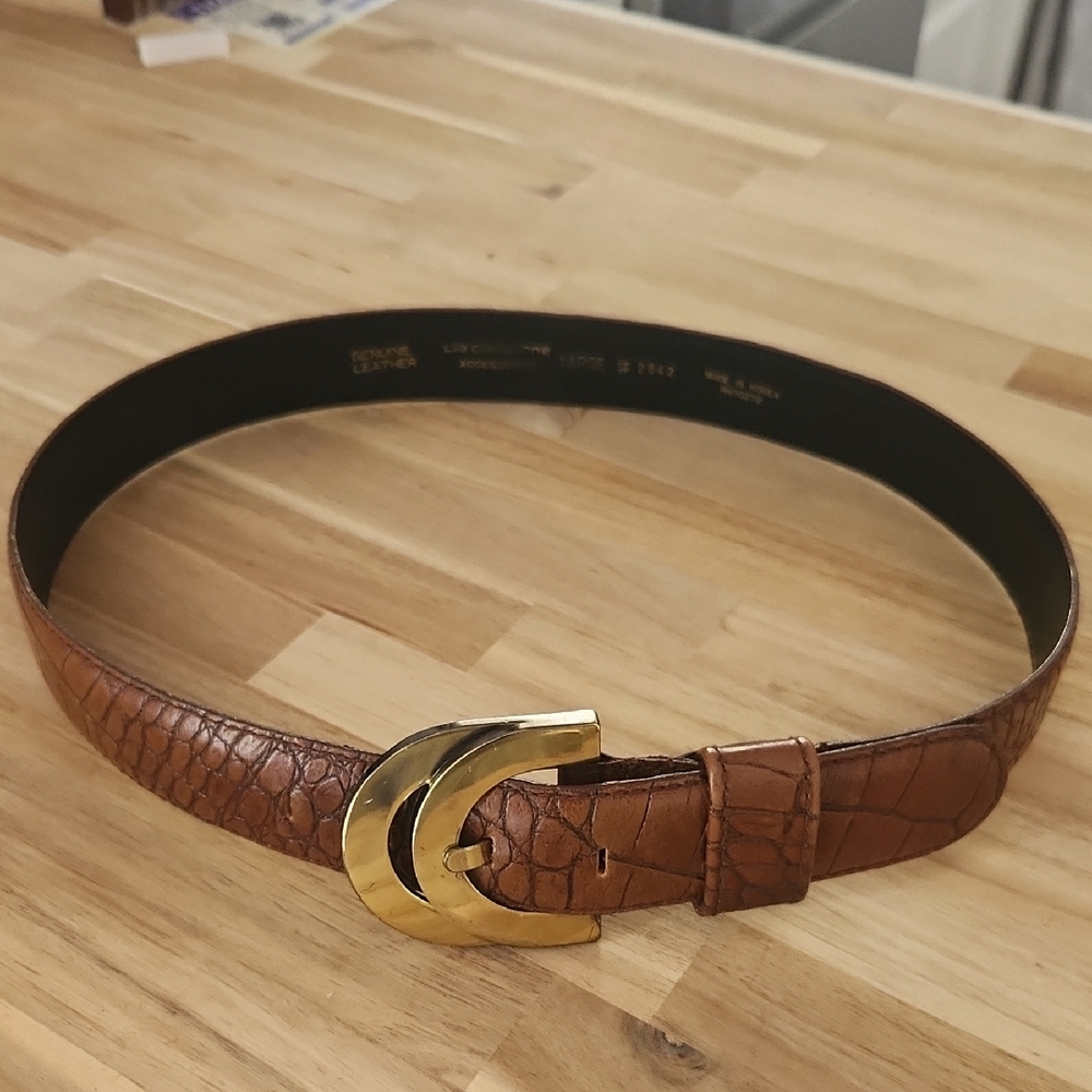 Vintage Ladies Liz Claiborne Brown Leather Belt